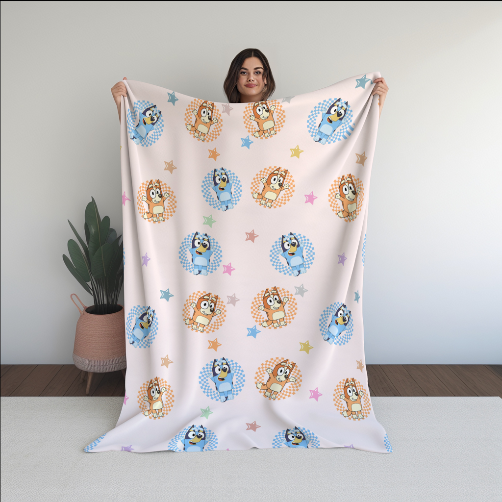 Bluey Round Checkered Seamless Pattern, Blue Repeating Pattern | Digital File | Fabric Sublimation