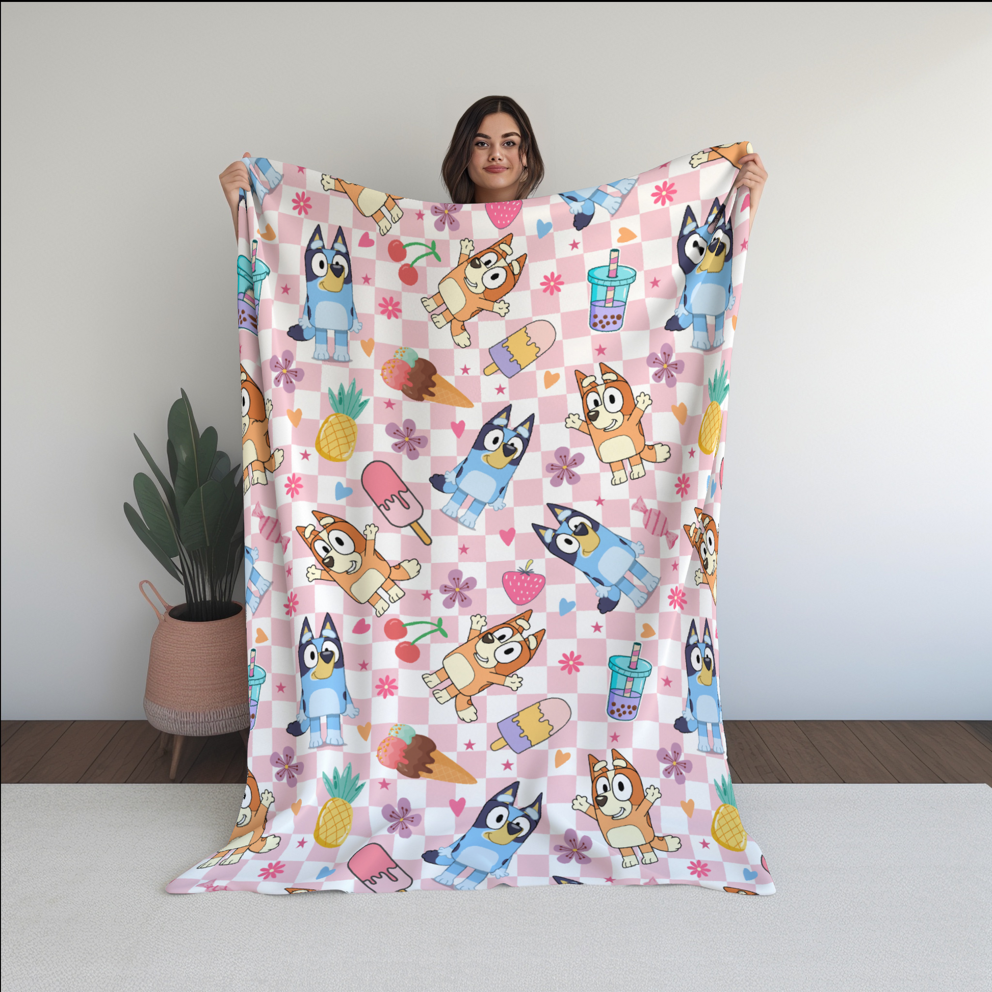 Bluey Ice-Cream Seamless Pattern, Blue Repeating Pattern | Digital File | Fabric Sublimation