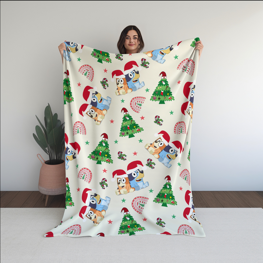 Bluey Christmas Seamless Pattern, Blue Repeating Pattern | Digital File | Fabric Sublimation