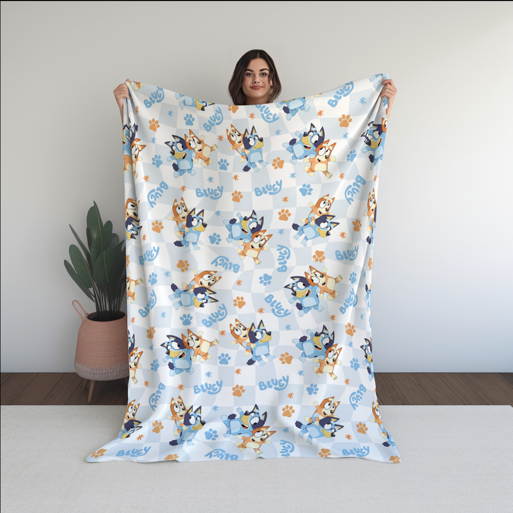 Bluey Paw Seamless Pattern, Blue Repeating Pattern | Digital File | Fabric Sublimation