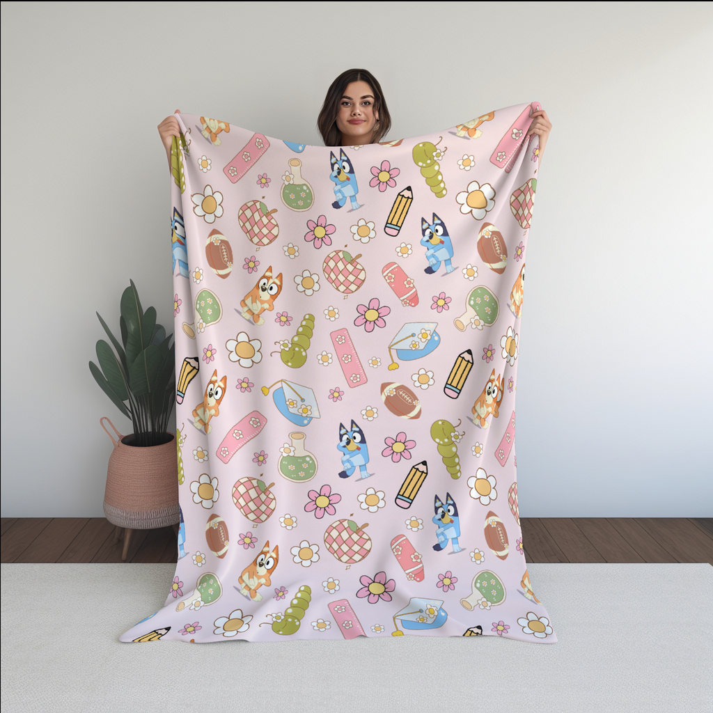 Bluey Book Seamless Pattern, Blue Repeating Pattern | Digital File | Fabric Sublimation