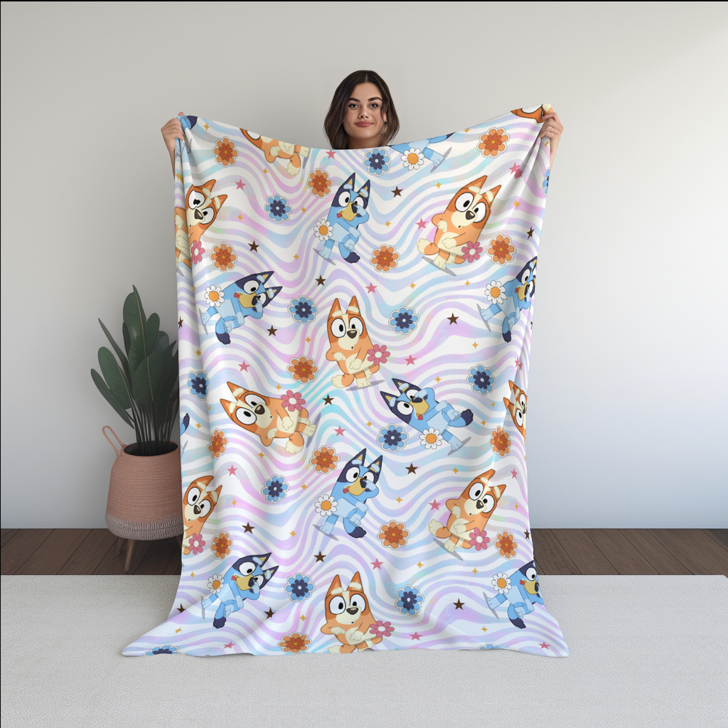 Bluey Wavy Seamless Pattern, Blue Repeating Pattern | Digital File | Fabric Sublimation