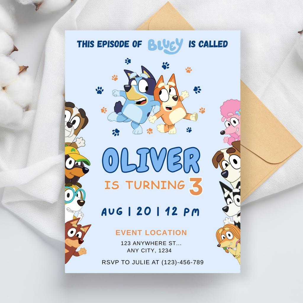 Bluey Bingo and Friends Birthday Invitation |  Editable Digital Template | 5x7” | Party Invite | Instant Download