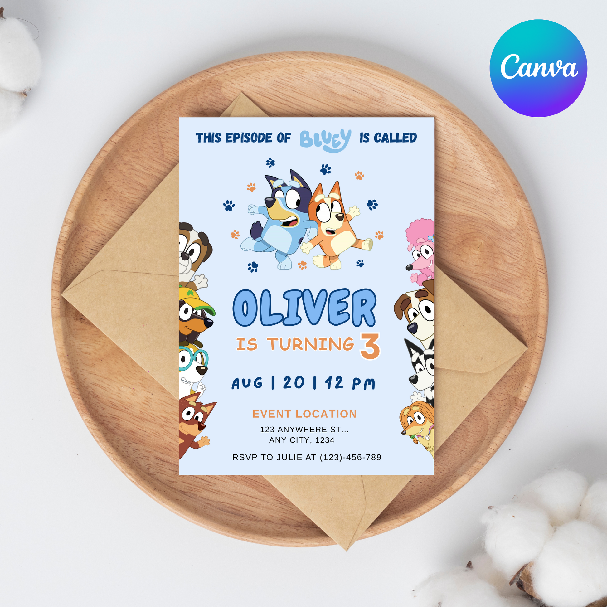 Bluey Bingo and Friends Birthday Invitation |  Editable Digital Template | 5x7” | Party Invite | Instant Download