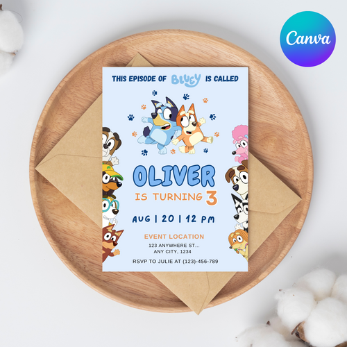 Bluey Bingo and Friends Birthday Invitation |  Editable Digital Template | 5x7” | Party Invite | Instant Download