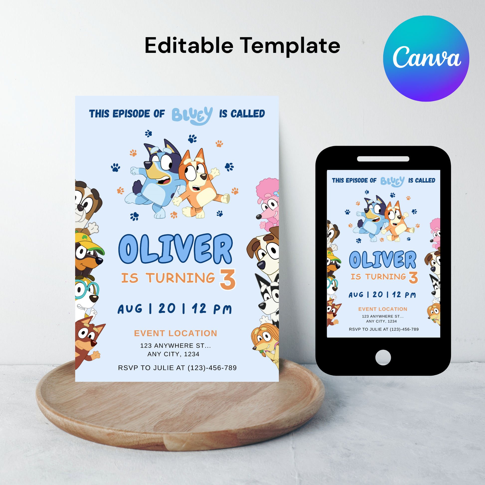 Bluey Bingo and Friends Birthday Invitation |  Editable Digital Template | 5x7” | Party Invite | Instant Download