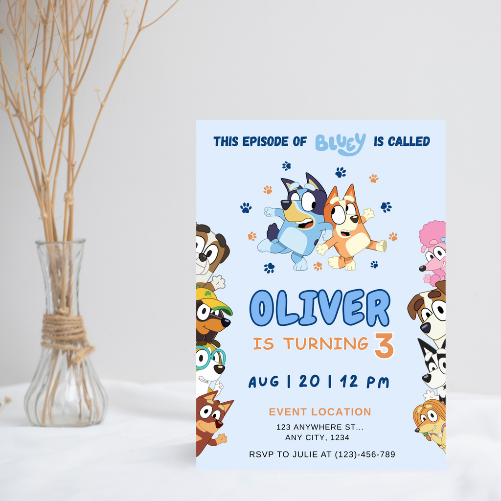 Bluey Bingo and Friends Birthday Invitation |  Editable Digital Template | 5x7” | Party Invite | Instant Download